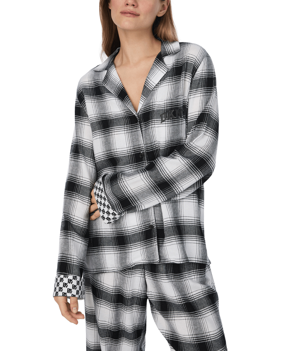 DKNY Long Sleeve Notch Collar Top & Pant Set - DKNY - Luxe Leopard