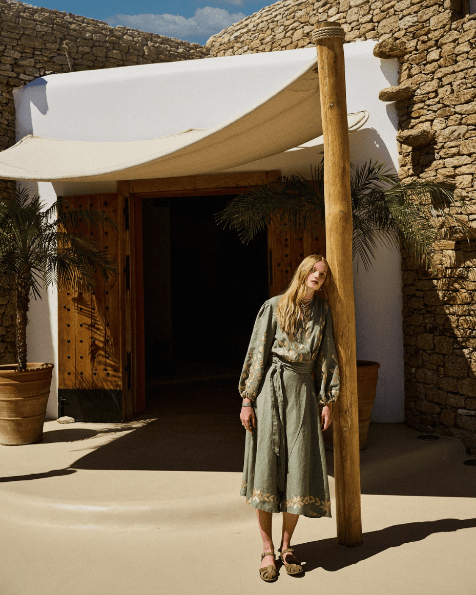 Milla Greek Archaic Kori IOS L/S Wrap Maxi Dress - GREEK ARCHAIC - Luxe Leopard