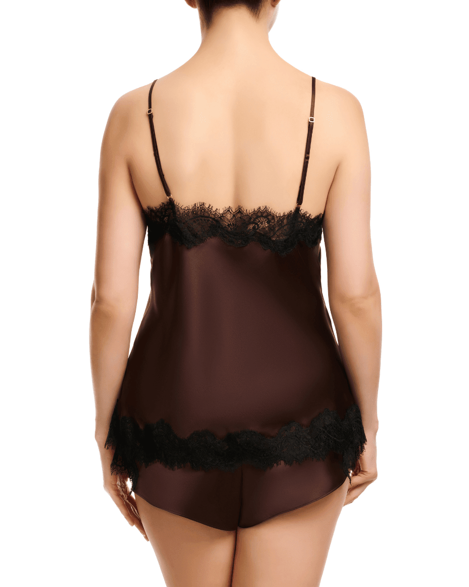 Sainted Sisters Scarlett Cami in Dark Chocolate/Black - SAINTED SISTERS - Luxe Leopard