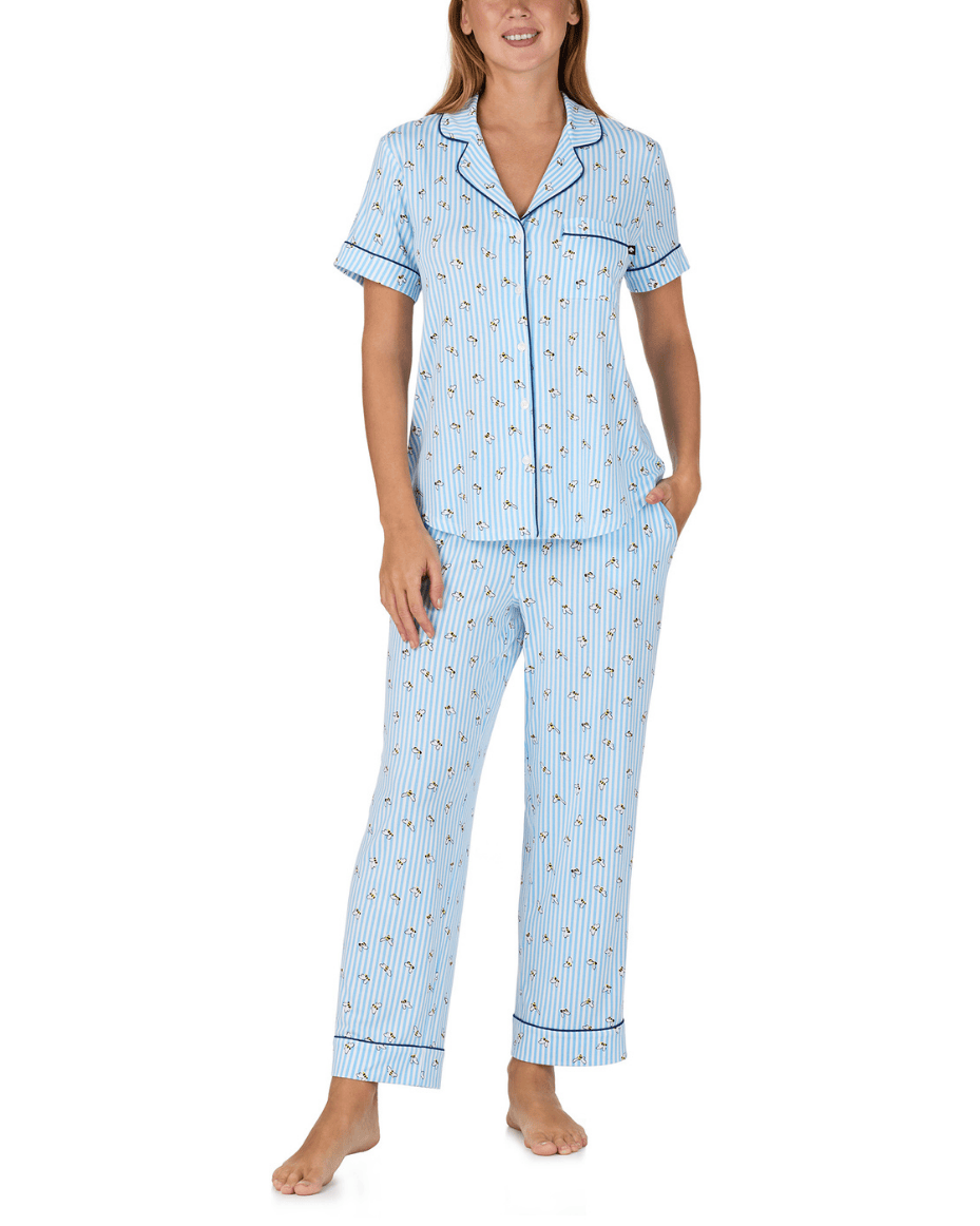 Kate Spade Short Sleeved Notch Short Pj Set - KATE SPADE - Luxe Leopard