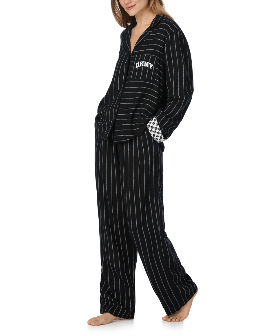 DKNY Long Sleeve Notch Collar Top & Pant Set - DKNY - Luxe Leopard