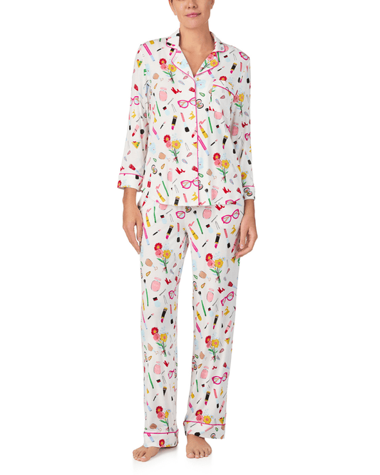 Kate Spade 3/4 Sleeve Notch Collar Pj Set