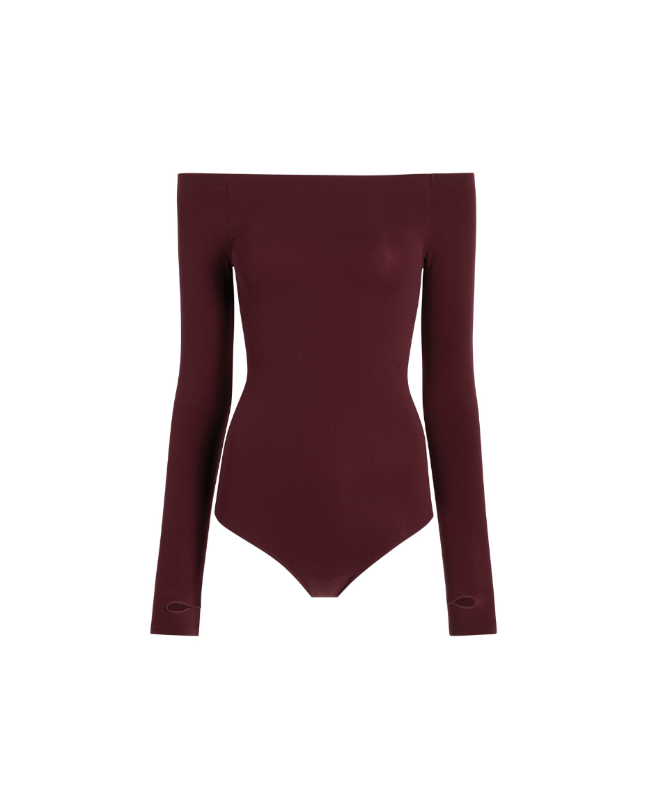 Commando Ballet Off - Shoulder Bodysuit With Thumbholes - COMMANDO - Luxe Leopard