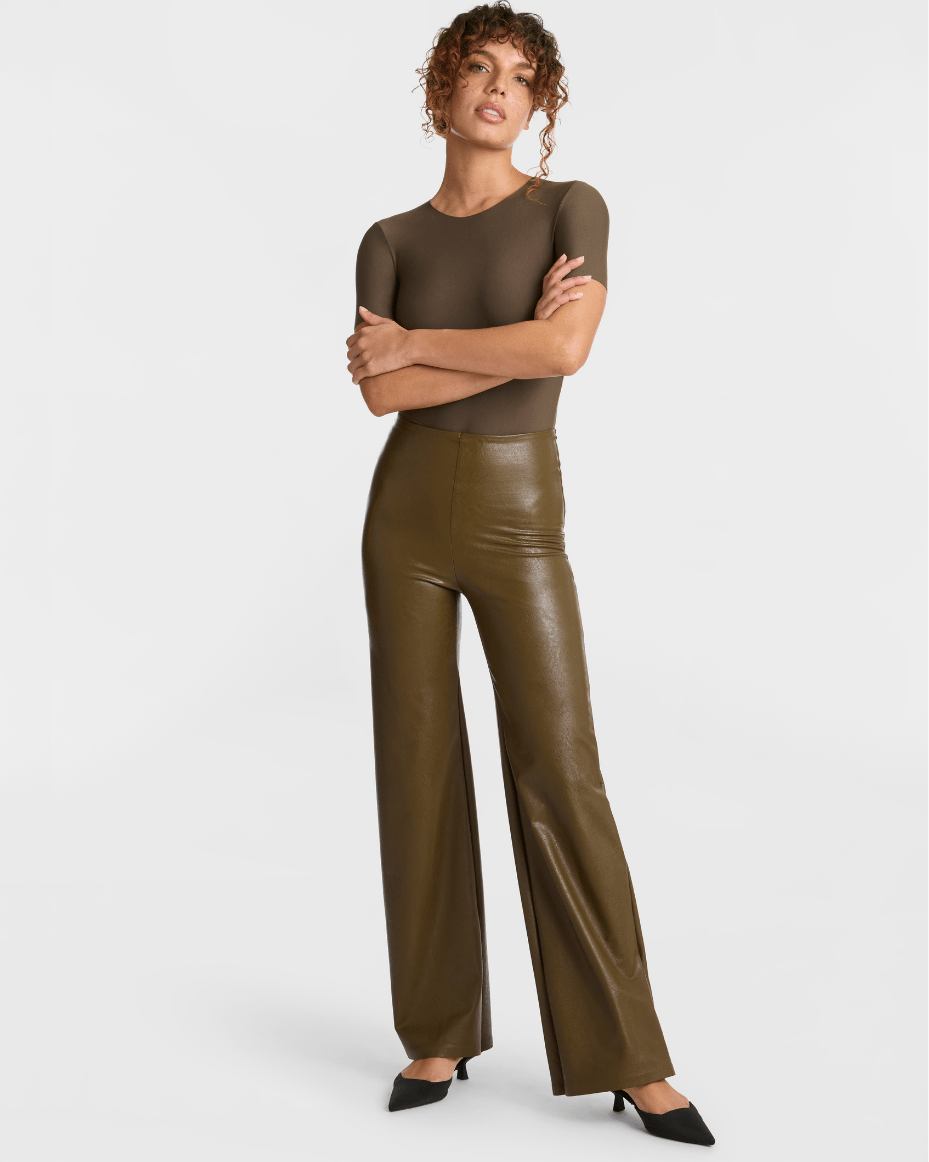 Commando Faux Leather Wide Leg Pant - COMMANDO - Luxe Leopard