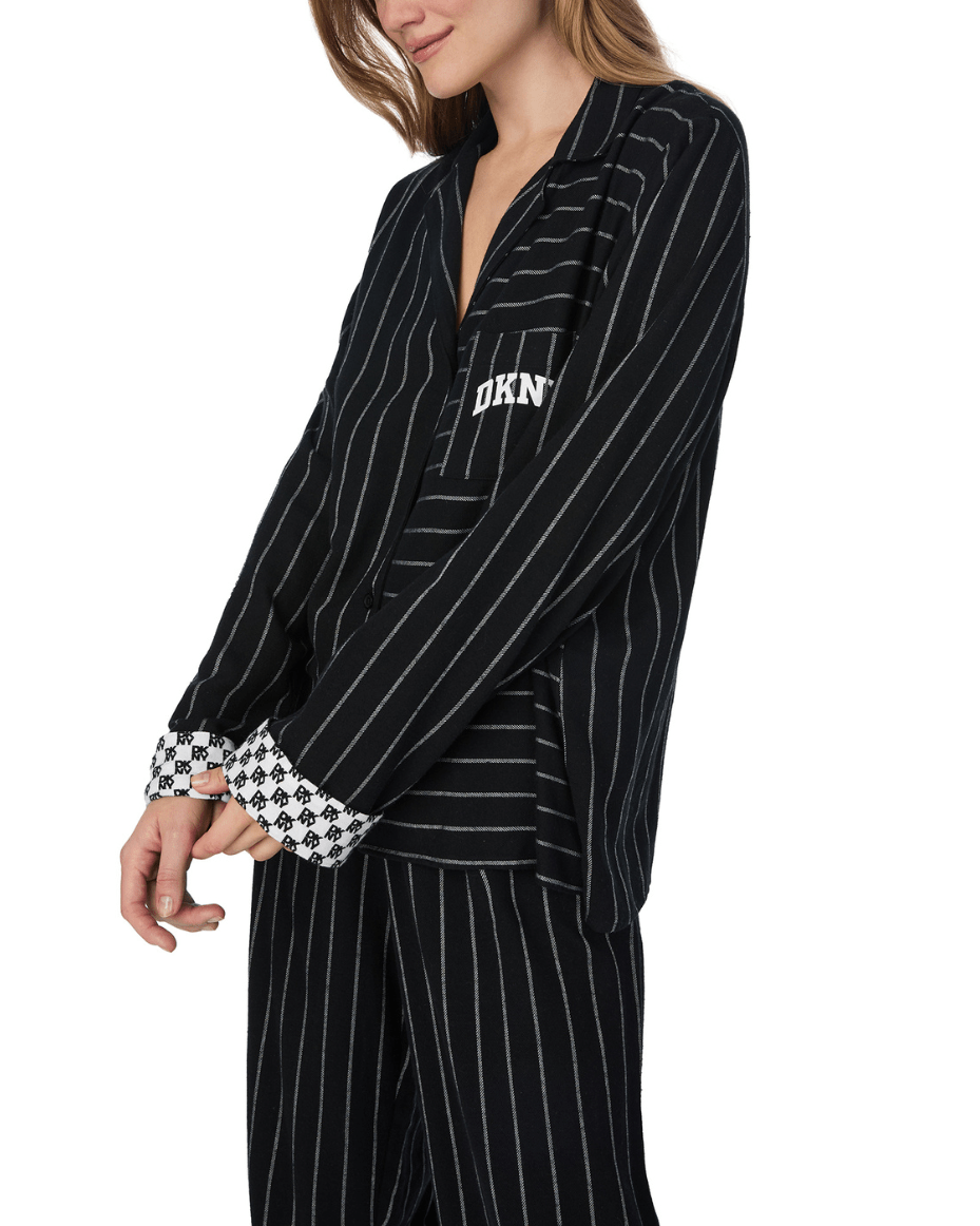 DKNY Long Sleeve Notch Collar Top & Pant Set - DKNY - Luxe Leopard