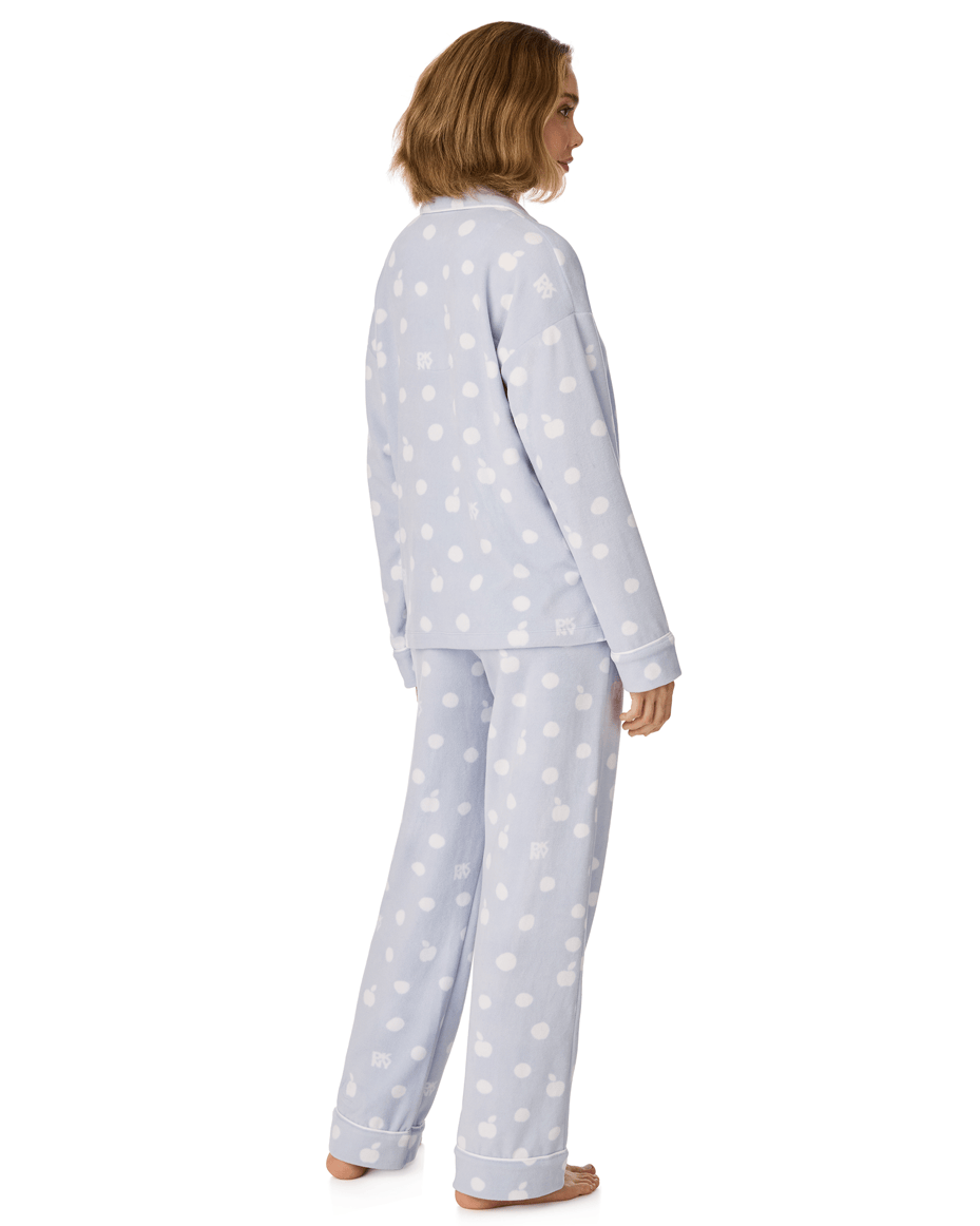 DKNY Long Sleeved Notch Collar Pj Set in Blue Dot