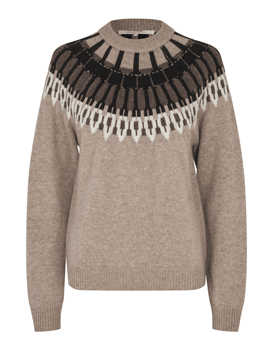 Second Female Arlo Knit O-Neck - SECOND FEMALE - Luxe Leopard