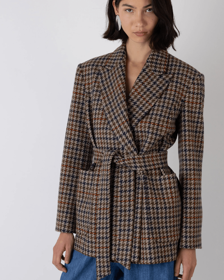 Vivere Wilma Check Belted Blazer - VIVERE - Luxe Leopard