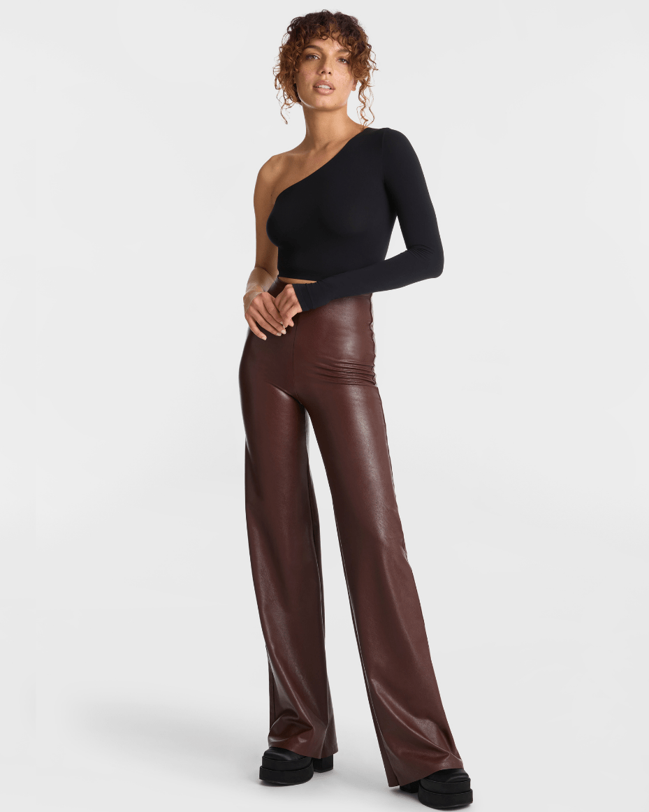 Commando Faux Leather Wide Leg Pant - COMMANDO - Luxe Leopard