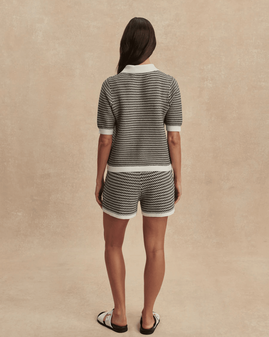 Varley Gaelle Polo Knit Top - VARLEY - Luxe Leopard