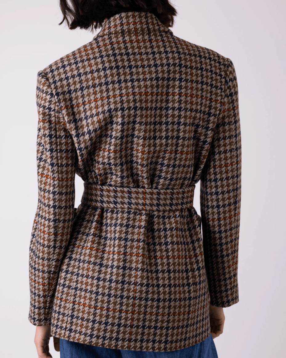 Vivere Wilma Check Belted Blazer - VIVERE - Luxe Leopard