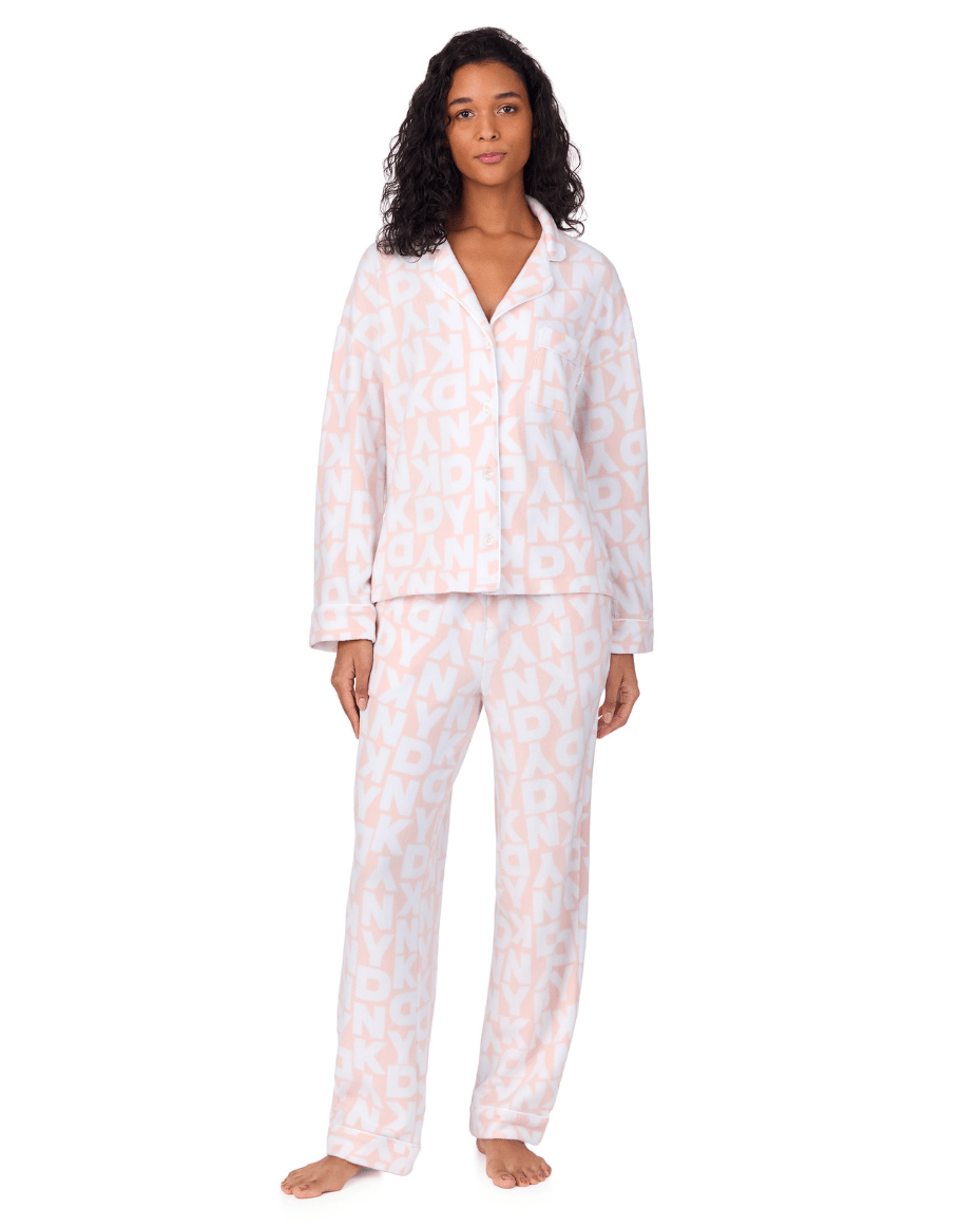 DKNY Long Sleeve Notch Collar Top & Pant Set - DKNY - Luxe Leopard