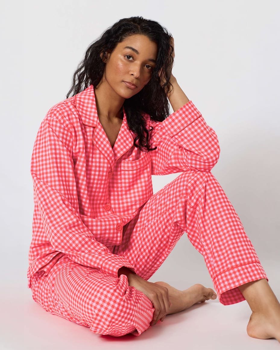 Bedhead Jane Gingham Long Pyjama Set - BEDHEAD - Luxe Leopard