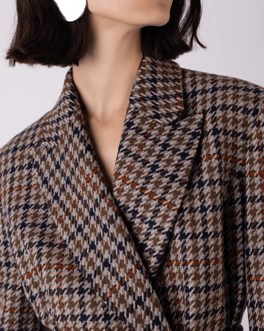 Vivere Wilma Check Belted Blazer - VIVERE - Luxe Leopard