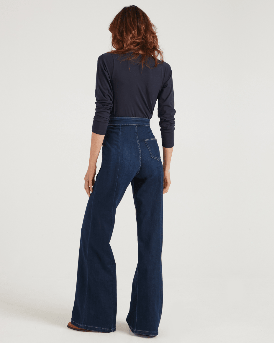 Donna Ida Minnie The High Top Full Length Wide Leg Flared Jeans in Working Girl - DONNA IDA - Luxe Leopard