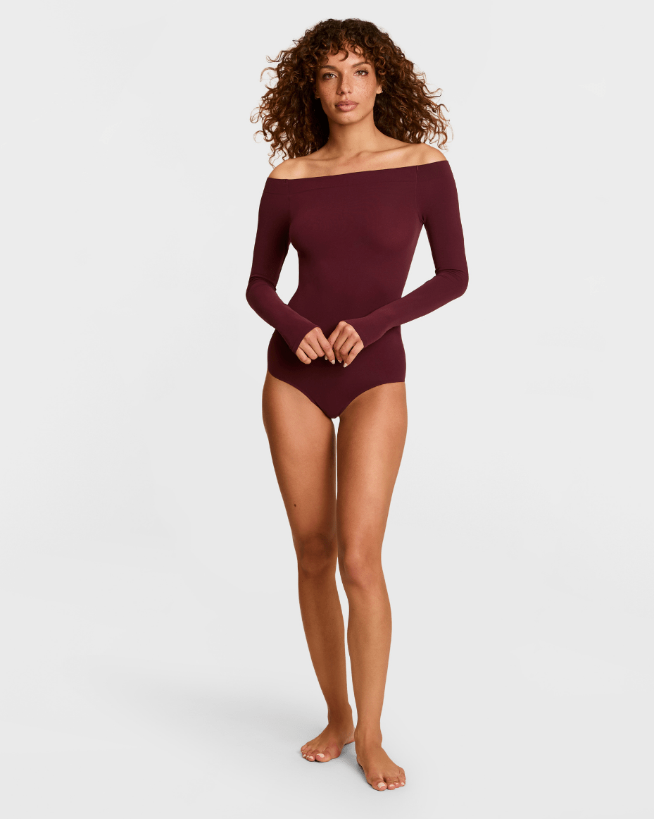 Commando Ballet Off - Shoulder Bodysuit With Thumbholes - COMMANDO - Luxe Leopard