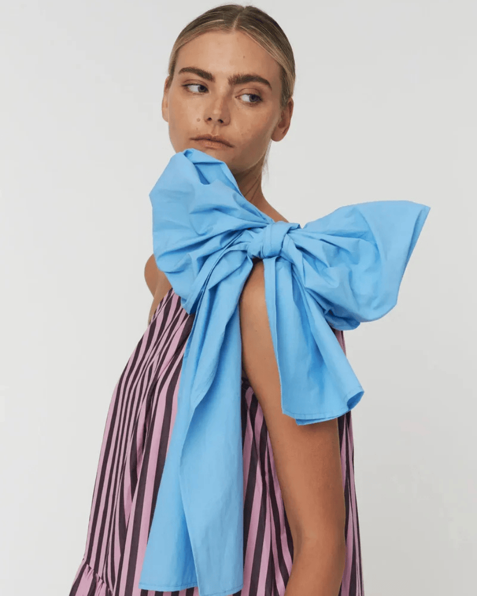 Stella Nova - Striped Bow Maxi Dress - STELLA NOVA - Luxe Leopard