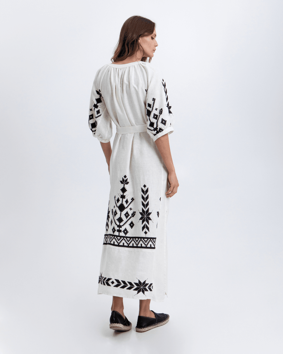 Milla Greek Archaic Kori Long IOS 3/4 Sleeves Belt Dress - MILLA GREEK ARCHAIC KORI - Luxe Leopard