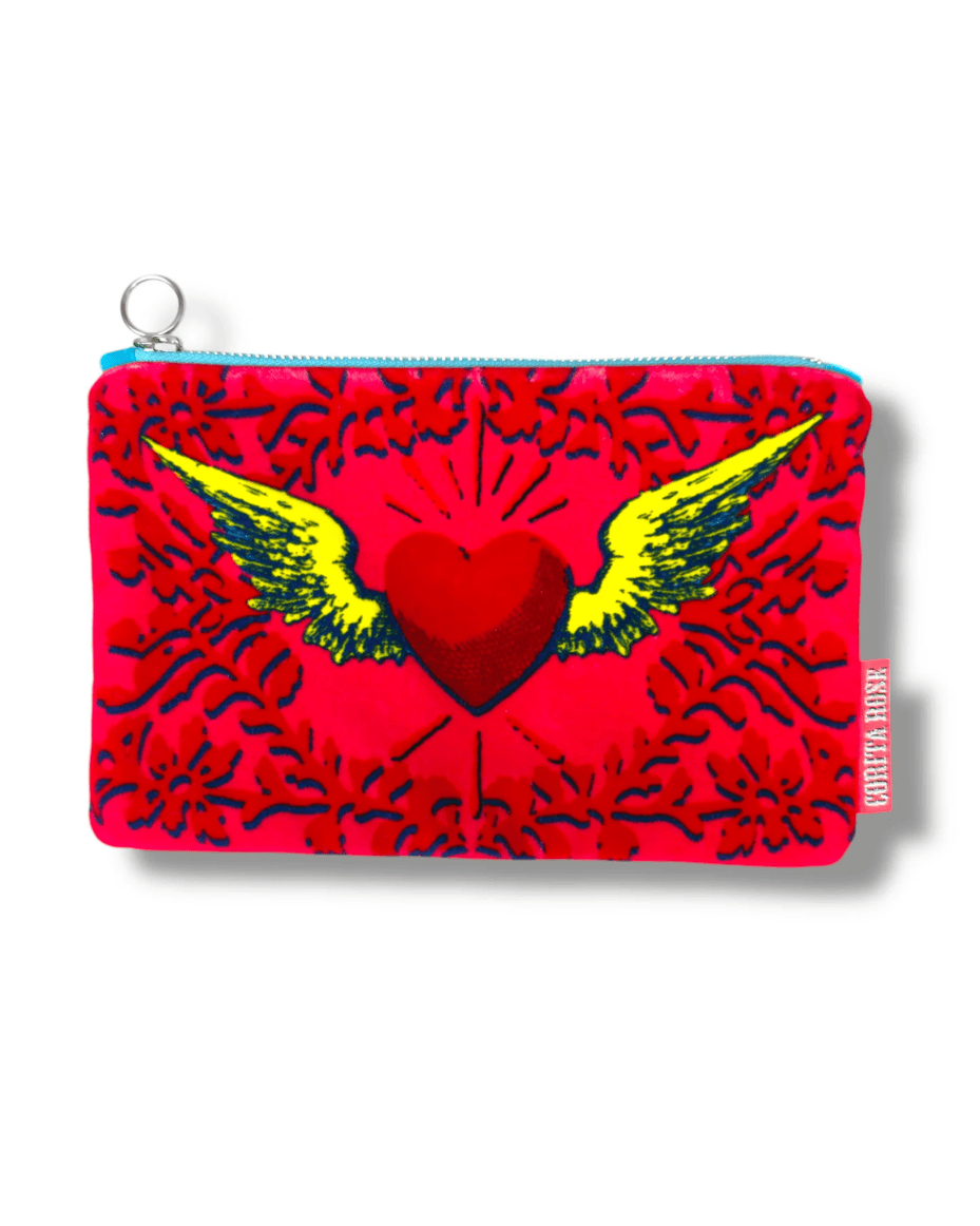 Corita Rose Large Clutch Flying Heart Pink