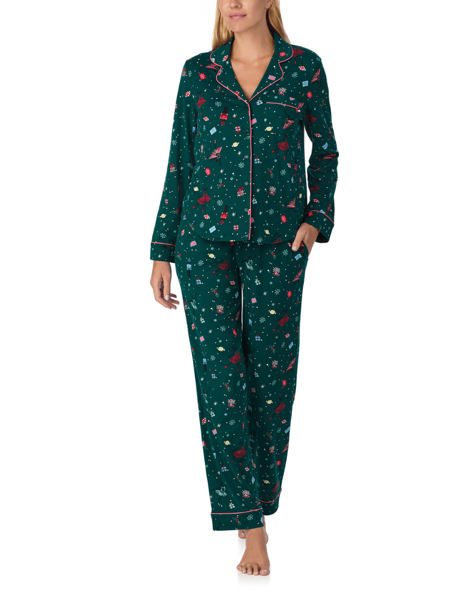 Kate Spade Long Sleeve Notch Collar Long PJ - KATE SPADE - Luxe Leopard