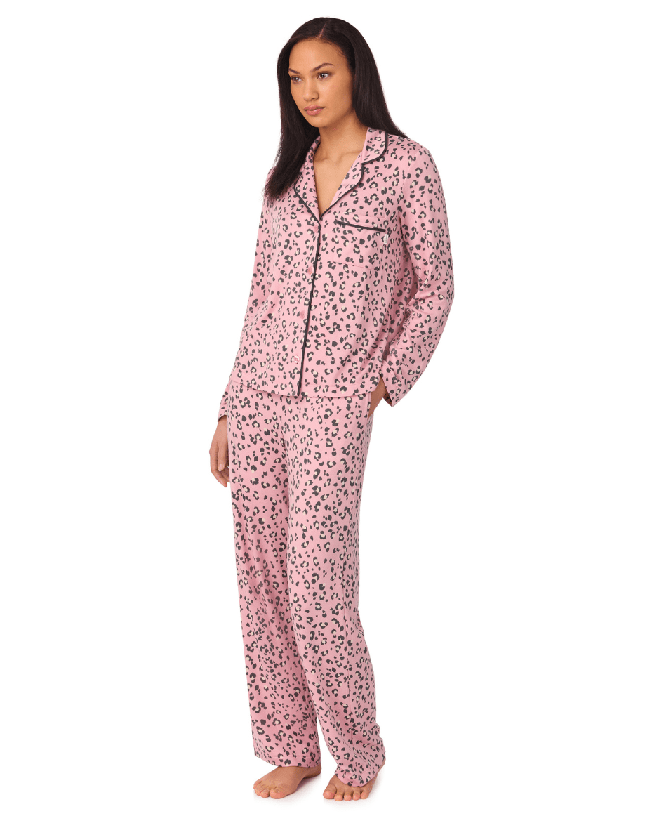 DKNY Long Sleeve Notch Collar Top & Pant Set - DKNY - Luxe Leopard