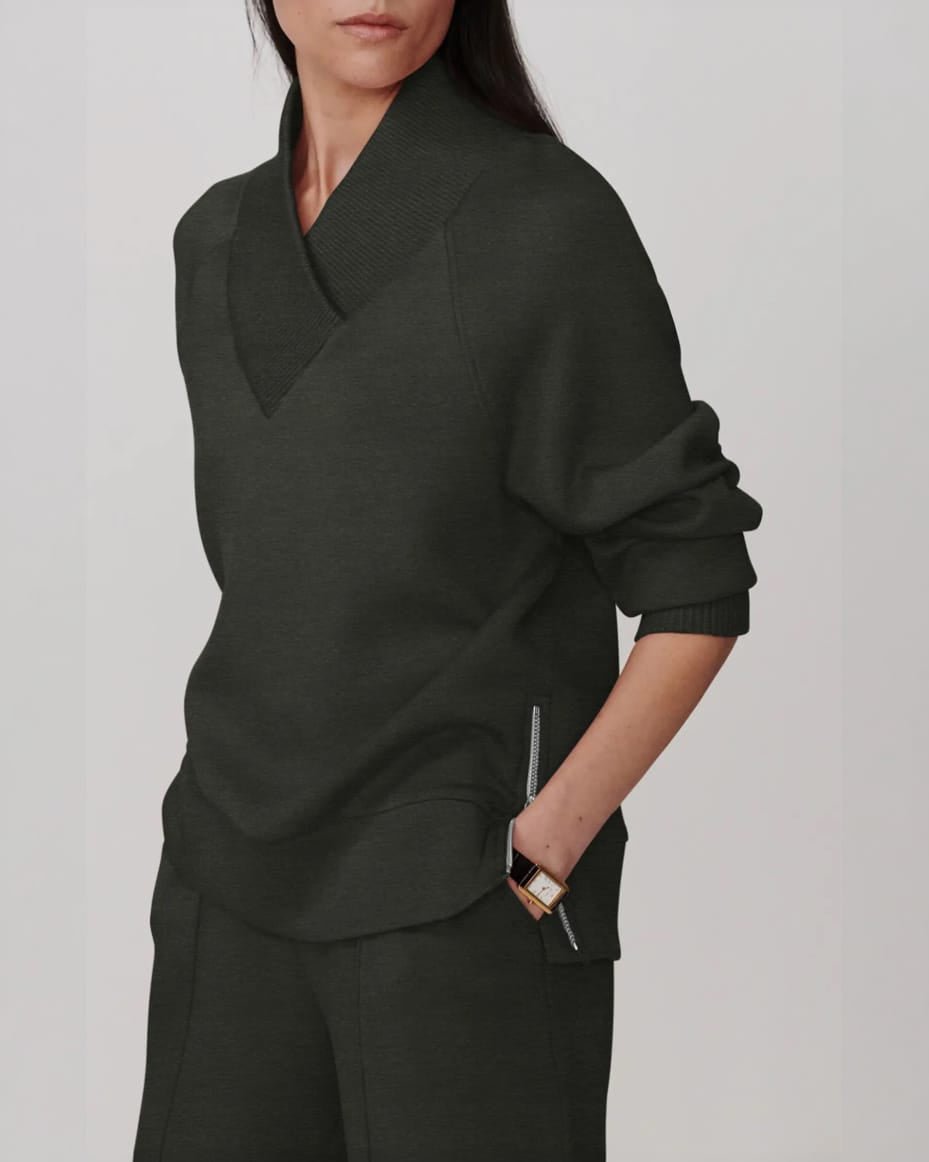 Varley Macie Zip Hem Sweat Olive Marl - VARLEY - Luxe Leopard