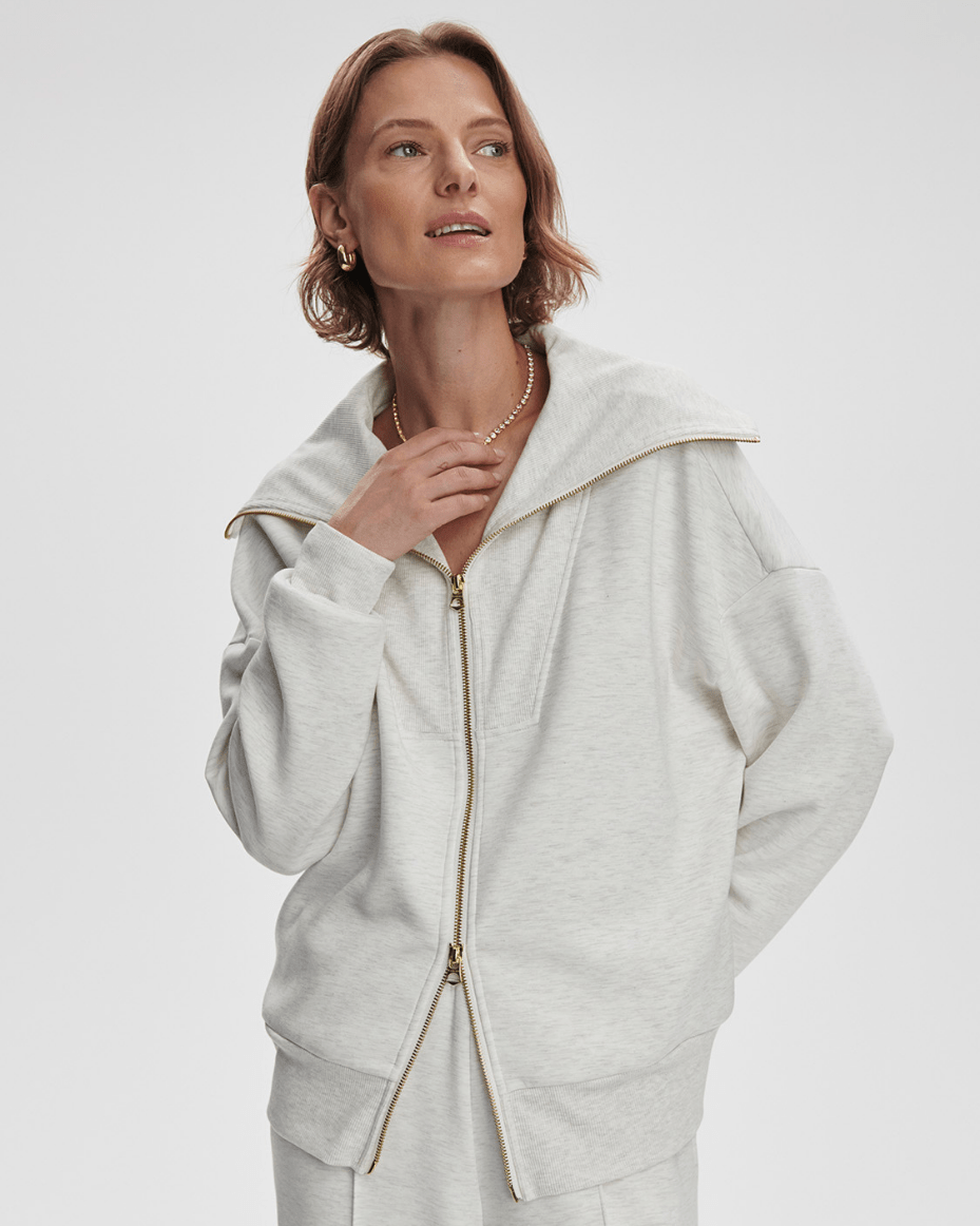 Varley Halley Zip Through Sweat - VARLEY - Luxe Leopard