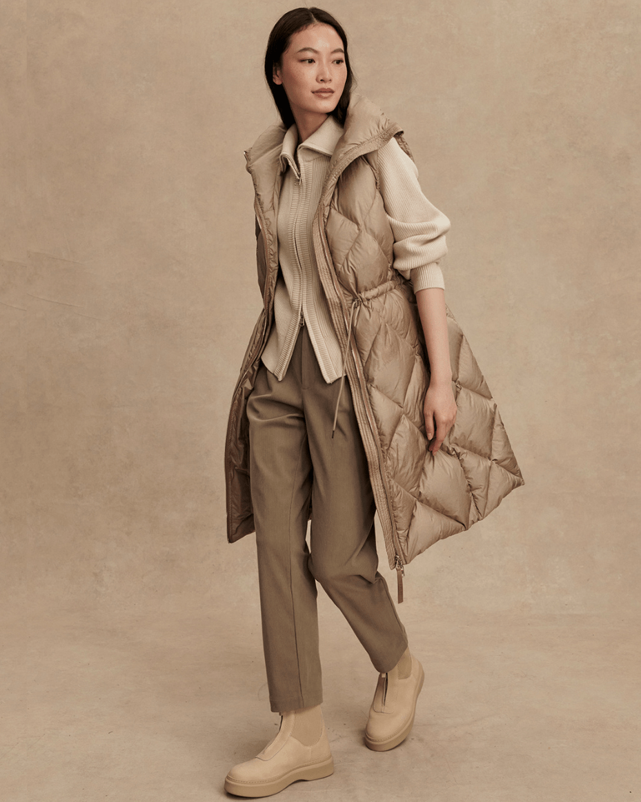 Varley Navine Long Down Gilet - VARLEY - Luxe Leopard