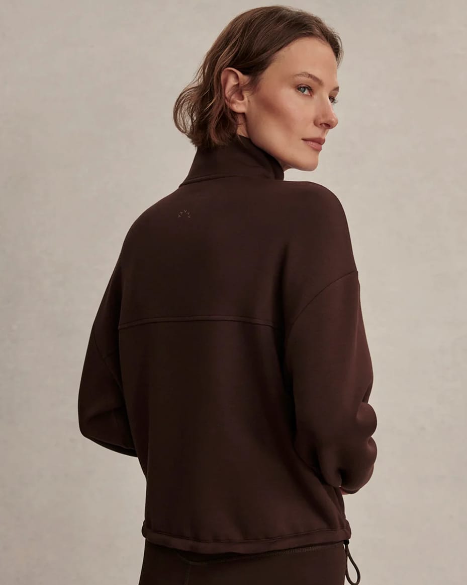 Varley Sian Cropped Half Zip Sweat Coffee Bean - VARLEY - Luxe Leopard