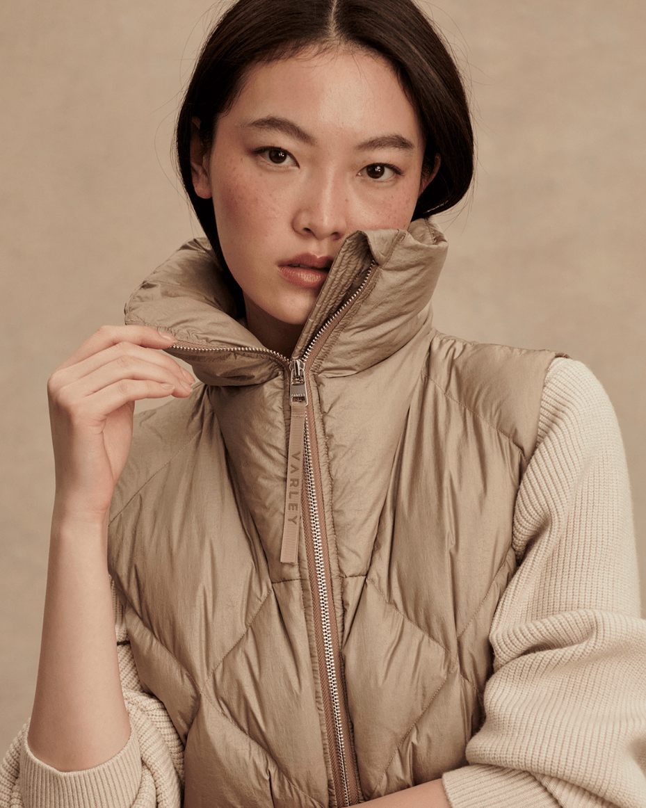 Varley Navine Long Down Gilet - VARLEY - Luxe Leopard