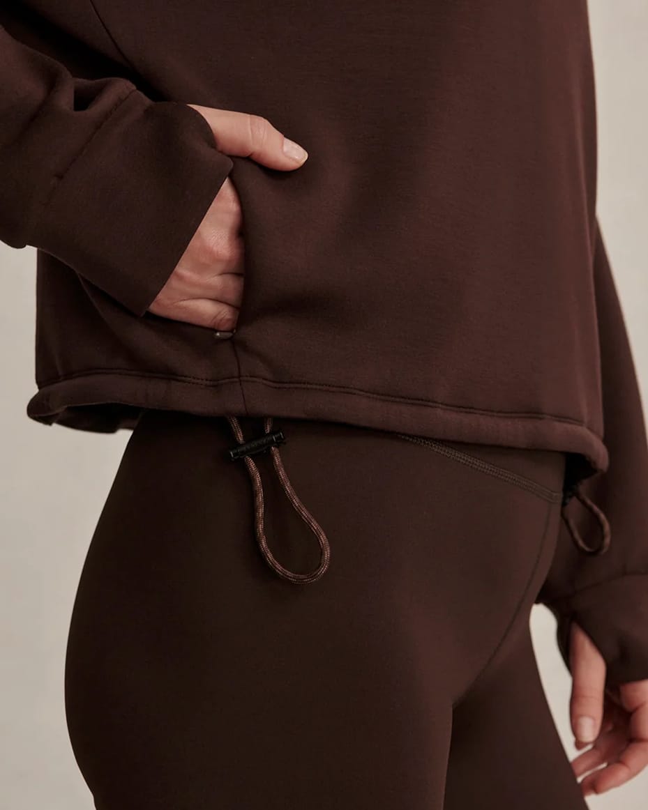 Varley Sian Cropped Half Zip Sweat Coffee Bean
