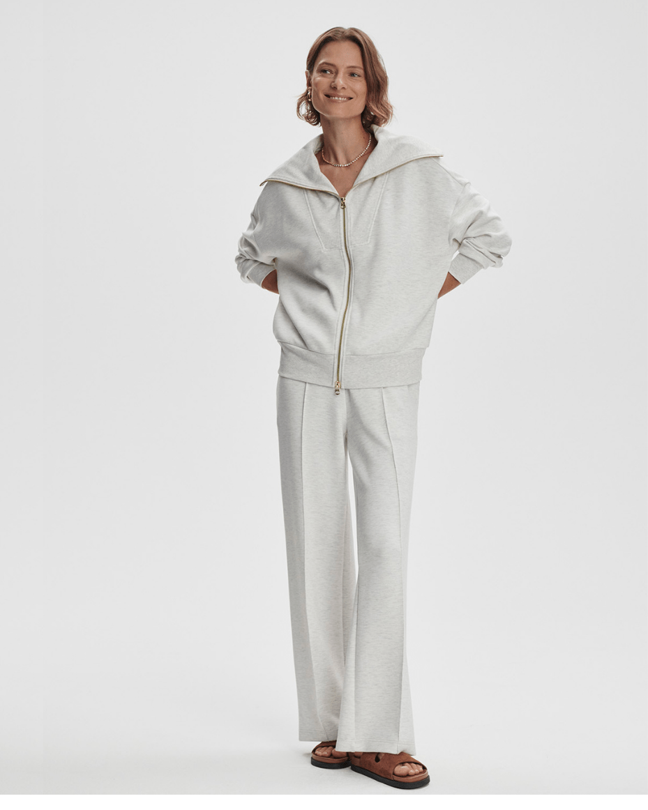 Varley Halley Zip Through Sweat - VARLEY - Luxe Leopard