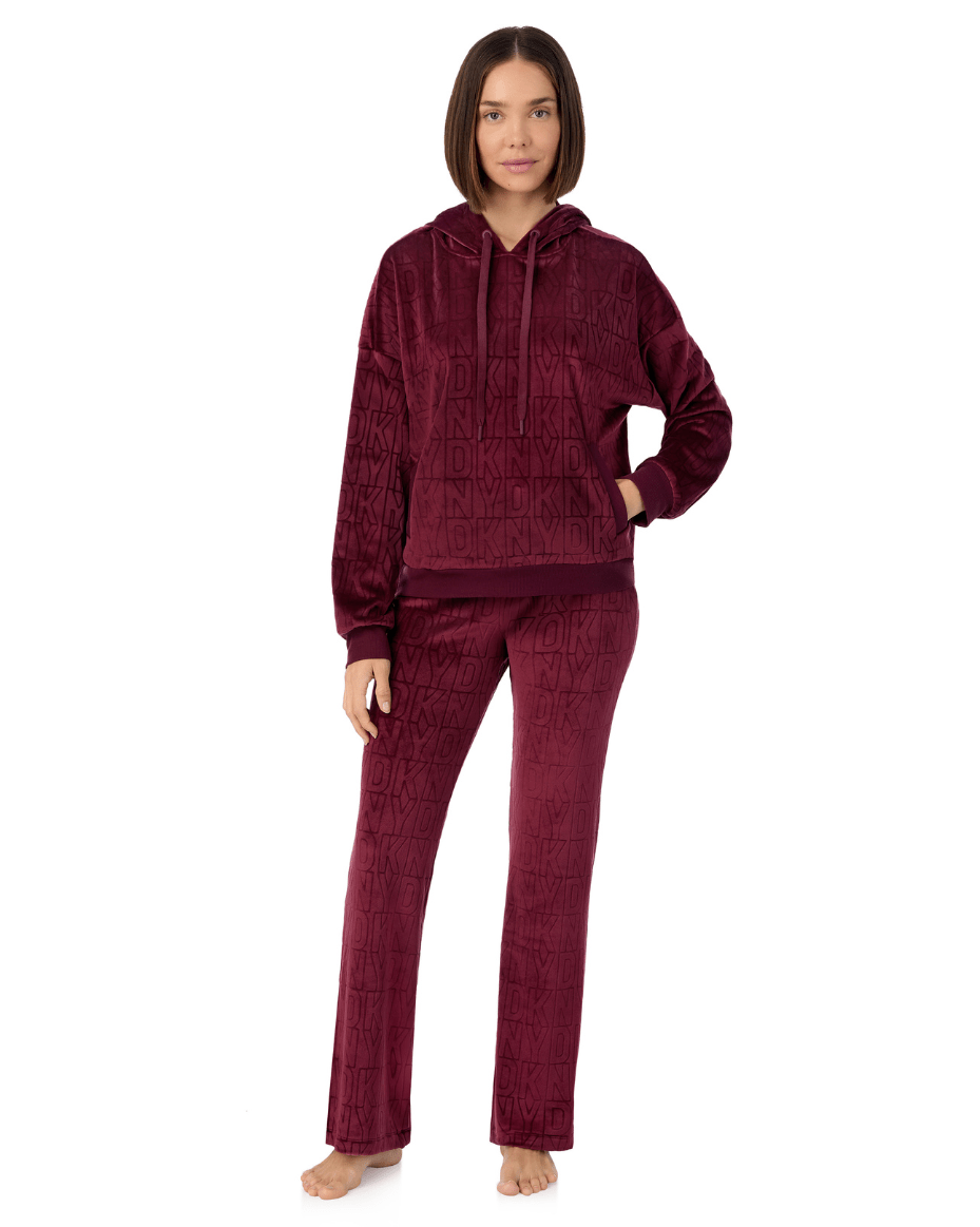 DKNY Hooded Top and Pant Sleep Set