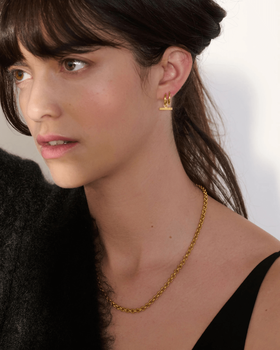 Rachel Jackson - Mini T - Bar Huggie Hoope Earrings - RACHEL JACKSON - Luxe Leopard