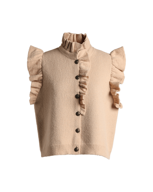 Emily Lovelock Meg Beige Sleeveless Knitted Vest