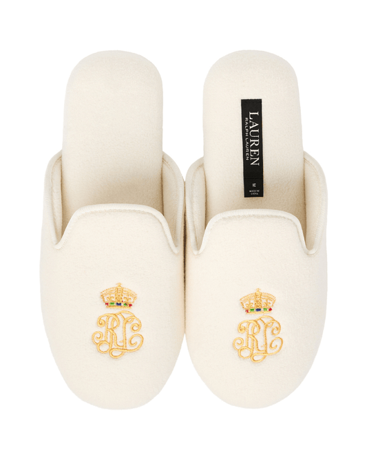 Ralph Lauren Cream Slippers - RALPH LAUREN - Luxe Leopard