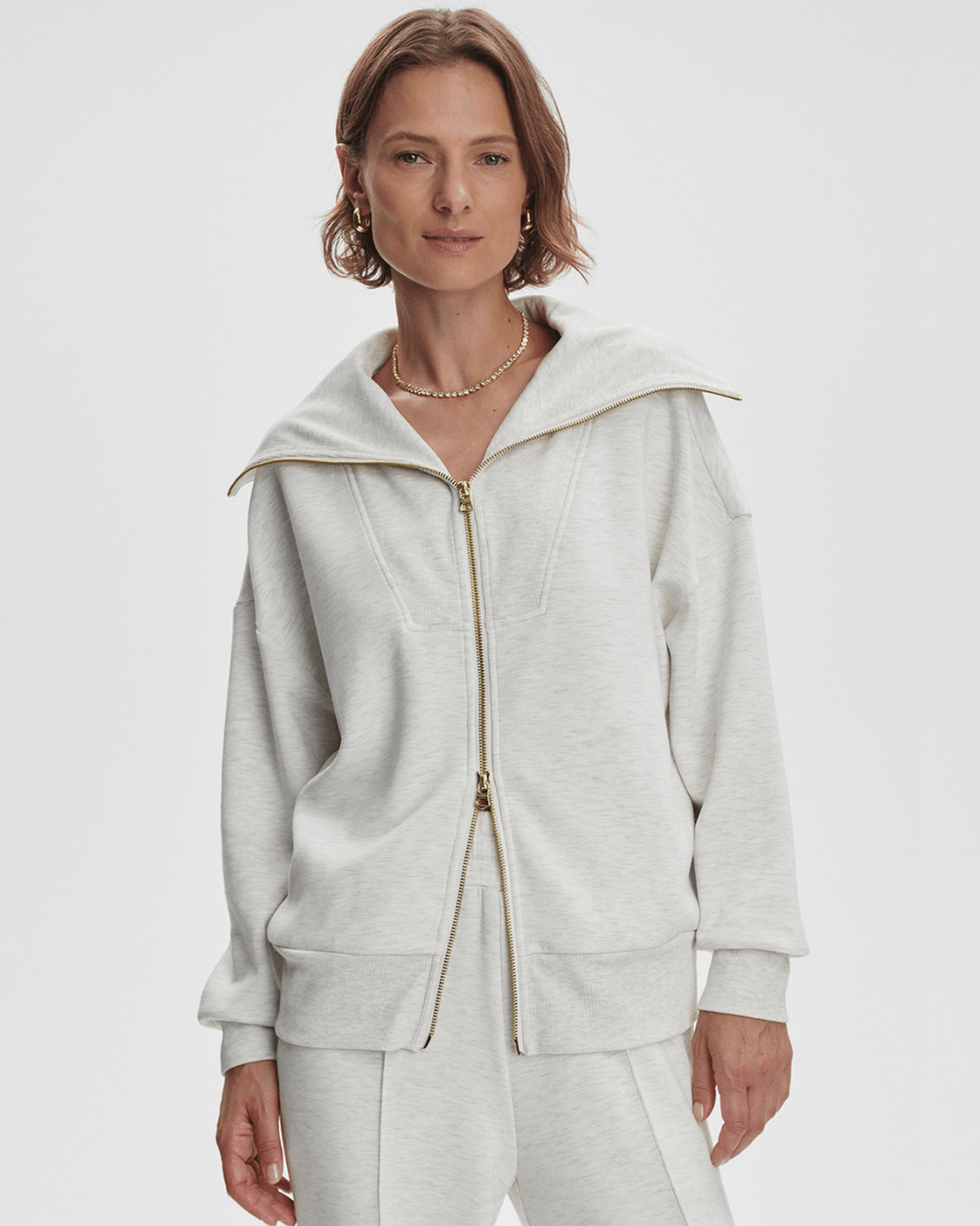 Varley Halley Zip Through Sweat - VARLEY - Luxe Leopard