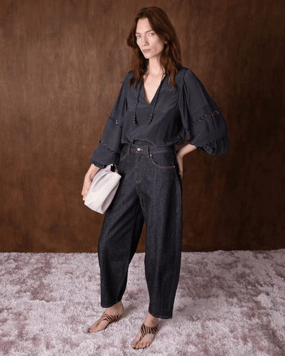 Vivere Smilla Pin Tuck Fluid Blouse - VIVERE - Luxe Leopard