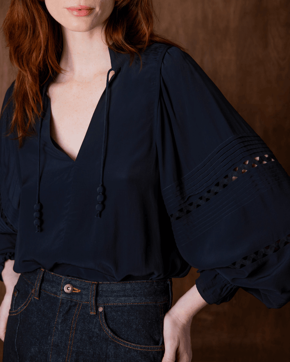 Vivere Smilla Pin Tuck Fluid Blouse - VIVERE - Luxe Leopard