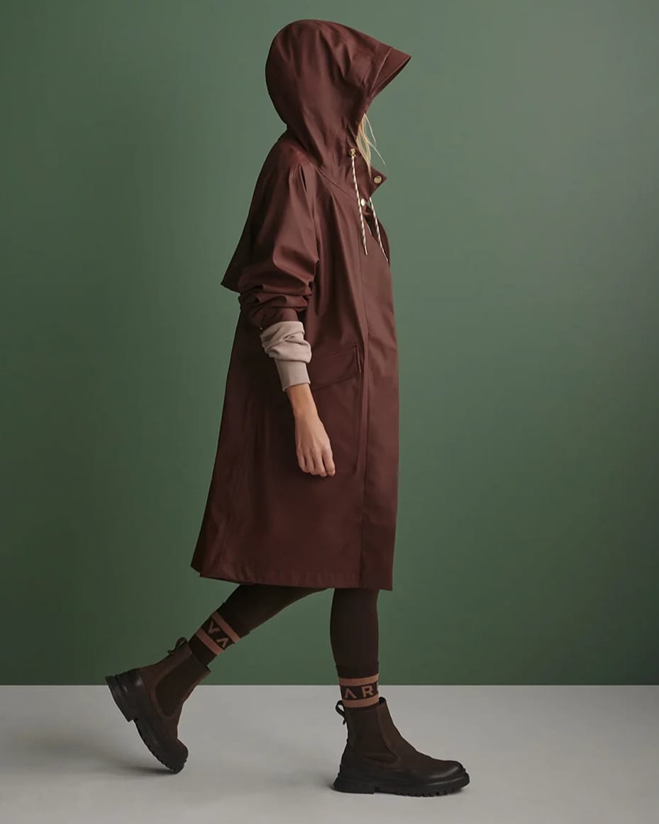 Varley Tovera Long Rain Jacket Deep Mahogany