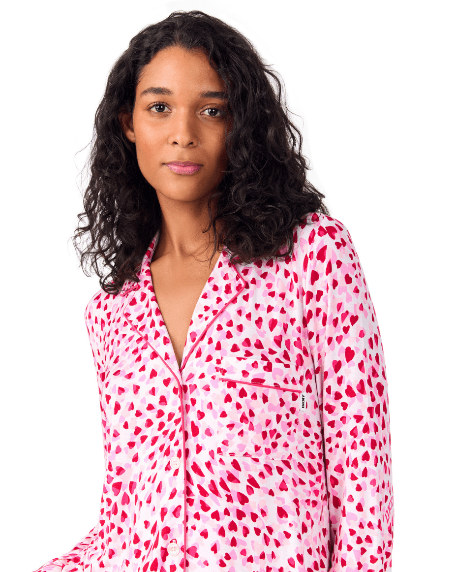 DKNY Long Sleeve Notch Collar Top & Pant Set - DKNY - Luxe Leopard