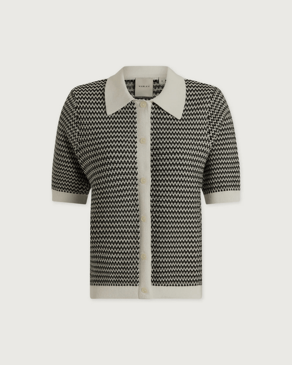 Varley Gaelle Polo Knit Top - VARLEY - Luxe Leopard