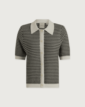 Varley Gaelle Polo Knit Top - VARLEY - Luxe Leopard