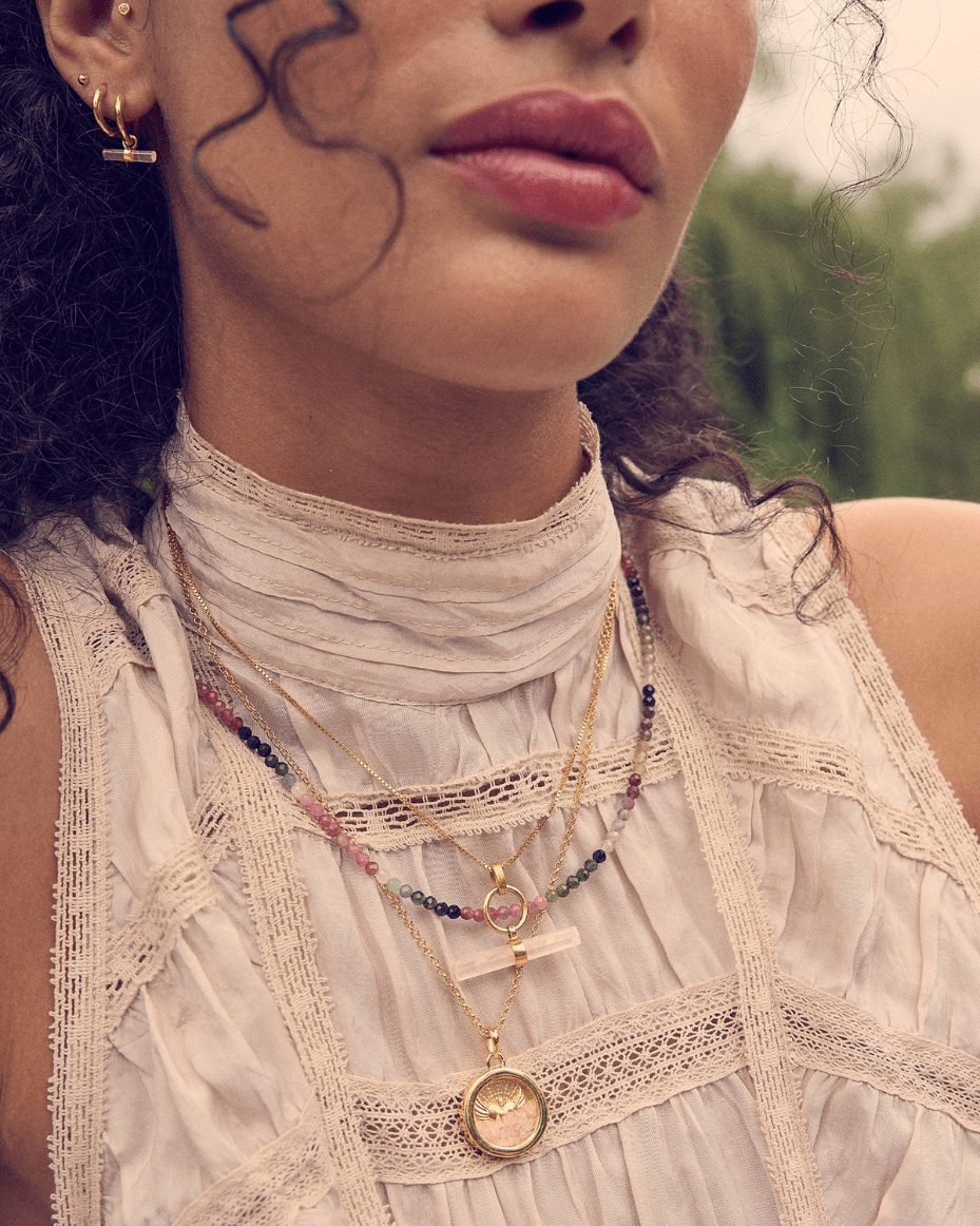 Rachel Jackson - Love T - Bar Rose Quartz Necklace - RACHEL JACKSON - Luxe Leopard