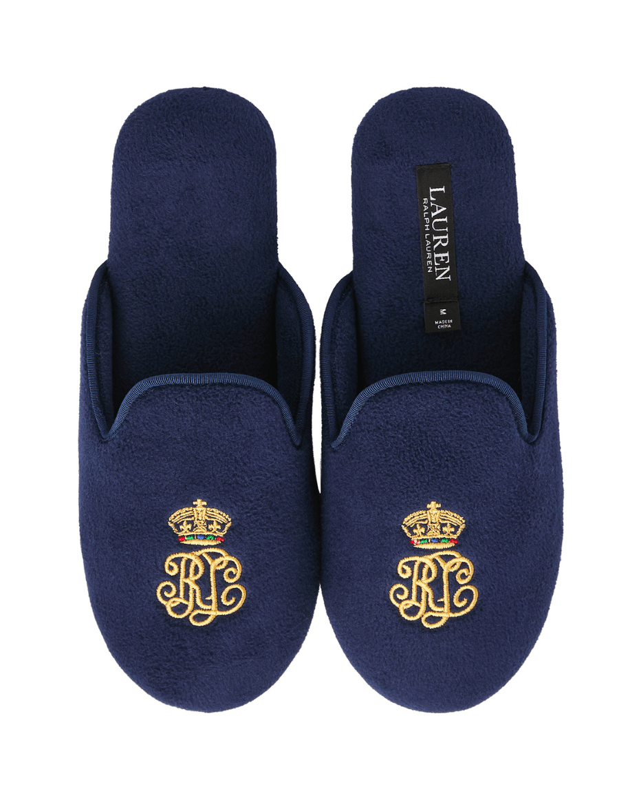 Ralph Lauren Navy Slippers - RALPH LAUREN - Luxe Leopard