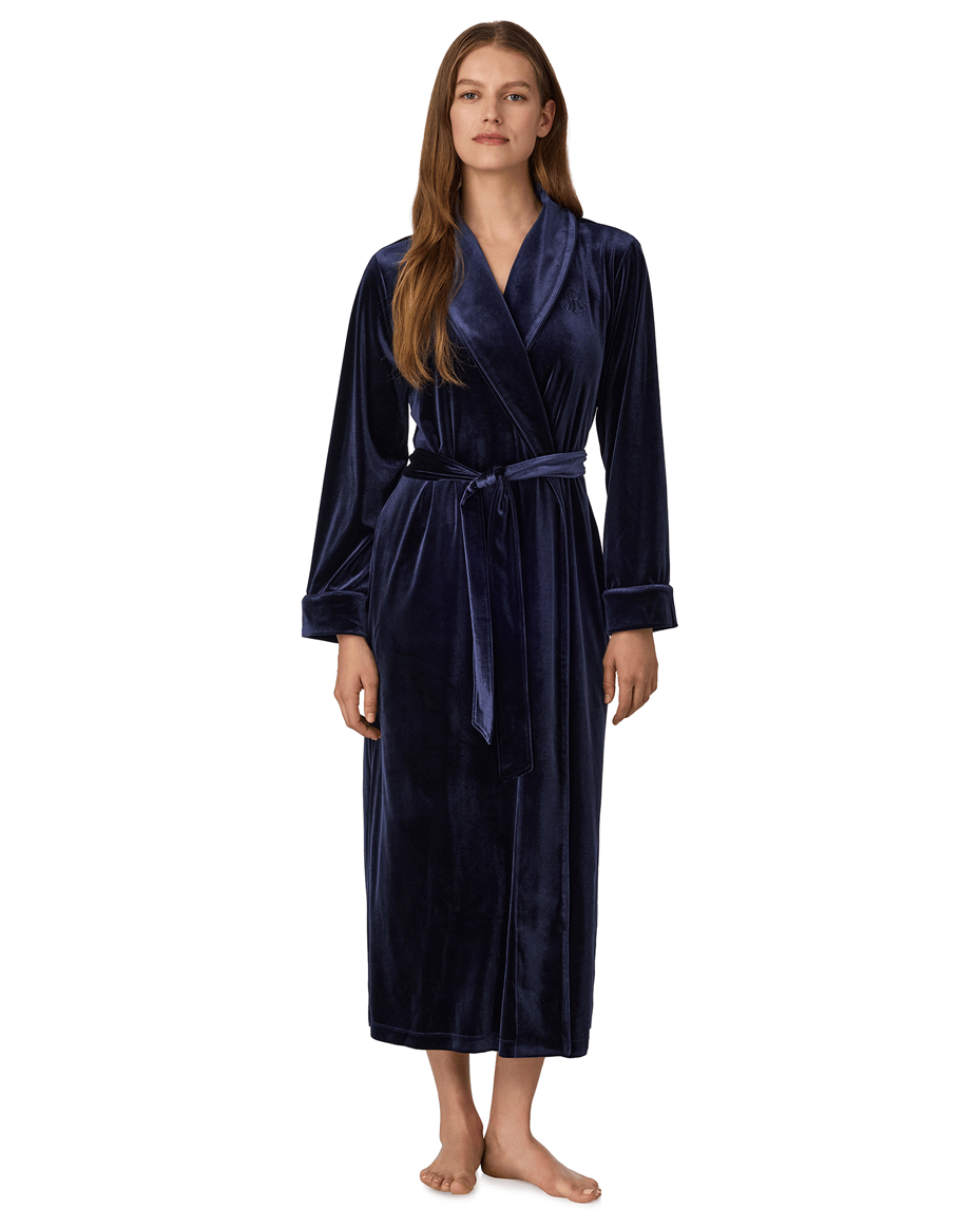 Lauren Ralph Lauren Long Robe in Navy