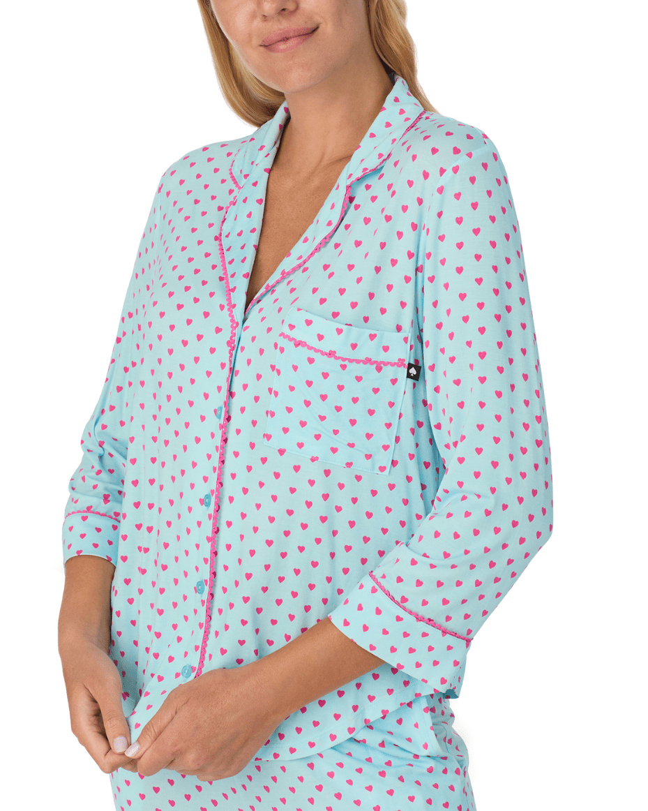 Kate Spade 3/4 Sleeve Notch Collar Long PJ Set - KATE SPADE - Luxe Leopard