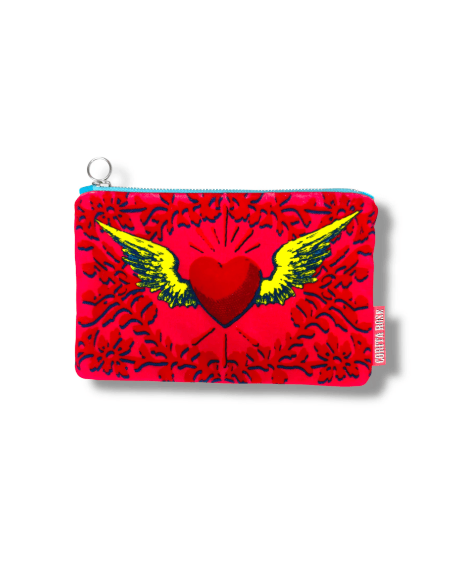 Corita Rose Small Clutch Flying Heart Pink