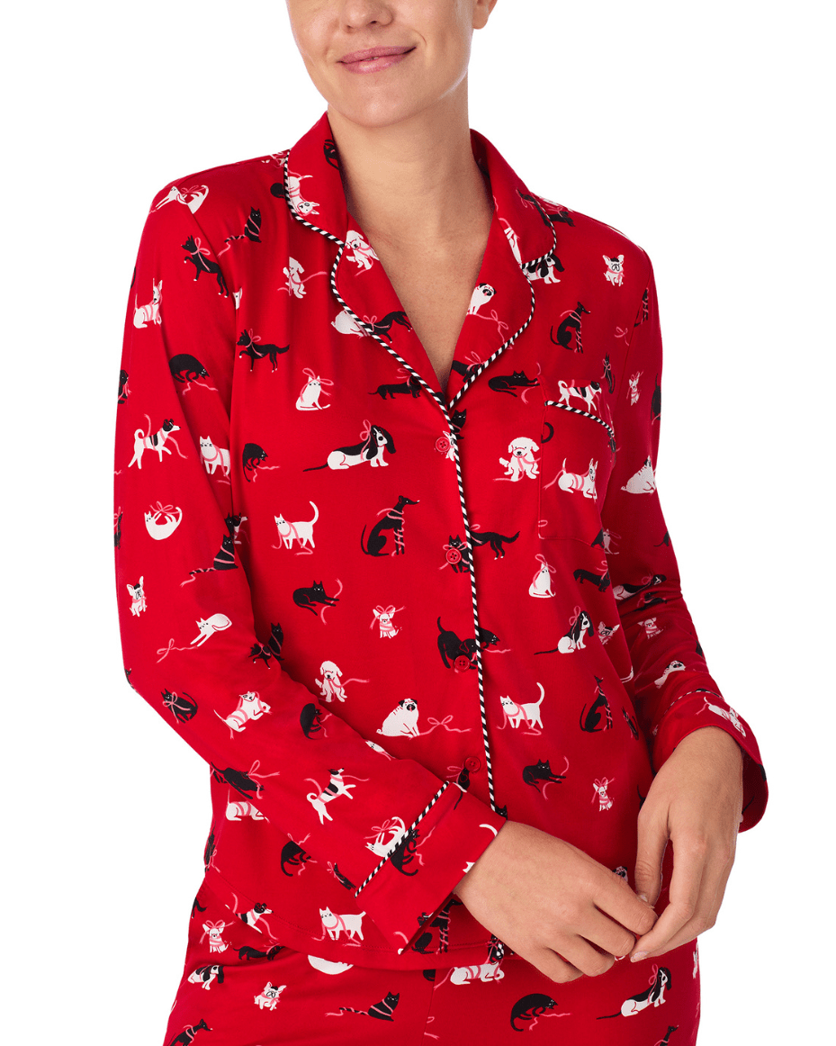 Kate Spade Long Sleeve Notch Collar Pj Set