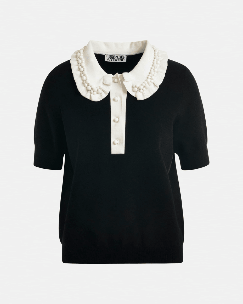 Essentiel Antwerp Jewellery Embroidered Knit Polo - ESSENTIEL ANTWERP - Luxe Leopard